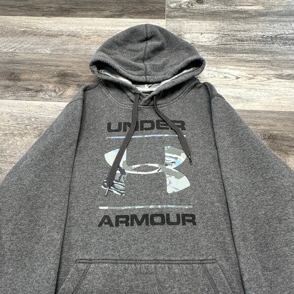 Under Armour Gray & Black Mens L Loose Fit Spell Out‎ Logo Camo Sweatshirt - Picture 1 of 9